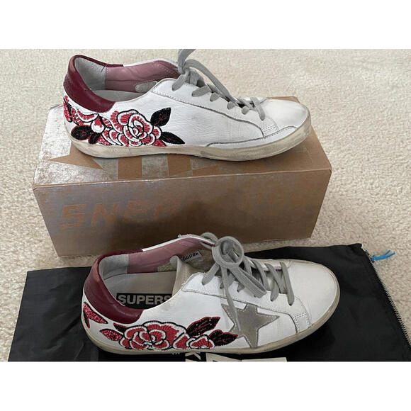 HTF Women’s Golden Goose Super Star Embroidered Embellished Sneakers size 38 - Picture 7 of 12